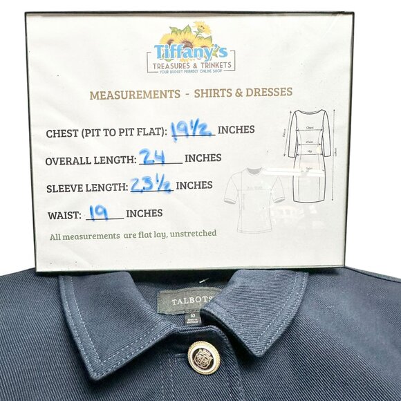 Talbots Classic Jacket Womens Size 10 Navy Red Accents Button-Front Cotton Blend - Picture 9 of 9